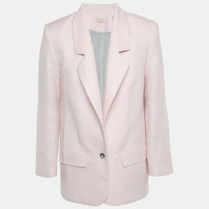 The Mannei Pink Linen Single Breasted Oversized Volterra Blazer S